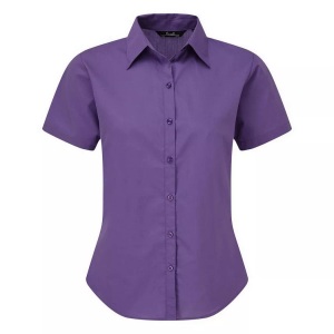 Premier, Kurzarm Popeline Bluse Arbeitshemd Damen Lila 40, PREMIER - Kurzarm Popeline Bluse Arbeitshemd, für Damen, Lila, Größe 40