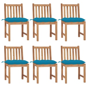 vidaXL, vidaXL Gartenstühle 6 Stk. mit Kissen Massivholz Teak, vidaXL Gartenstühle 6 Stk. mit Kissen Massivholz Teak