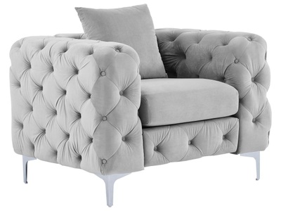 Vente-unique, Chesterfield-Sessel - Hell - Samt - EDWINA Chesterfield-Sessel - Hell - Samt - EDWINA, 