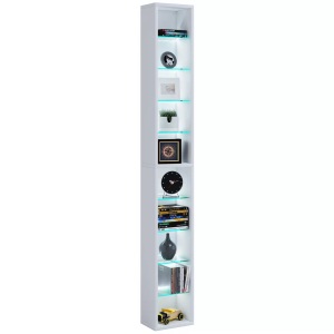 VCM, Holz CD DVD Standregal Bücherregal Aufbewahrung Deko Regal Glas Rasato XL Holz CD DVD Standregal Bücherregal Aufbewahrung Deko Regal Glas Rasato XL, VCM - Holz CD DVD Regal | Bücherregal Aufbewahrung Maße H. 155 x B. 21 T. 14 cm Standregal Rasato XL, One Size, Weiss