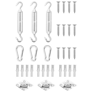 vidaXL, vidaXL 9-tlg. Sonnensegel Zubehör-Set Edelstahl, vidaXL 9-tlg. Sonnensegel Zubehör-Set Edelstahl