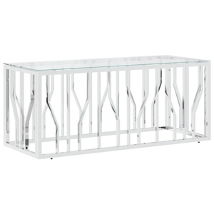 vidaXL, vidaXL Couchtisch 110x45x45 cm Edelstahl und Glas