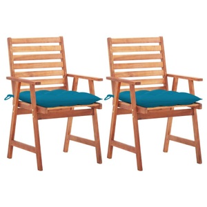 vidaXL, vidaXL Garten-Essstühle 2 Stk. mit Kissen Massivholz Akazie, 