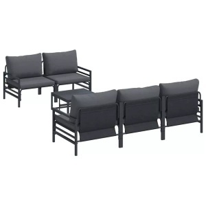vidaXL, VidaXL - Garten-sofa stahl, One Size, Schwarz