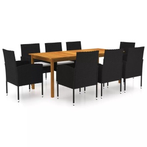 vidaXL, vidaXL 9-tlg. Garten-Essgruppe Schwarz, VidaXL - Garten-essgruppe akazienholz, One Size, Schwarz