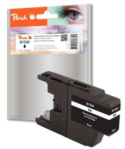Peach, Peach Tintenpatrone schwarz kompatibel zu Brother LC-1240 bk, Peach B1240 BK Druckerpatrone XL bk ersetzt Brother LC-1240BK für z.B. Brother DCPJ 725 DW, Brother DCPJ 525 W, Brother MFCJ 430 W, Brother MFCJ 430