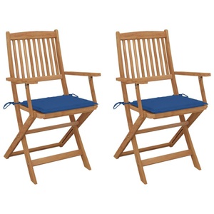 vidaXL, vidaXL Klappbare Gartenstühle 2 Stk. mit Kissen Massivholz Akazie, vidaXL Klappbare Gartenstühle 2 Stk. mit Kissen Massivholz Akazie