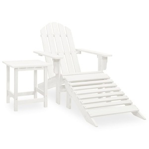 vidaXL, vidaXL Adirondack-Gartenstuhl mit Fußstütze & Tisch Tannenholz Weiß, vidaXL Adirondack-Gartenstuhl mit Fußstütze & Tisch Tannenholz Weiß