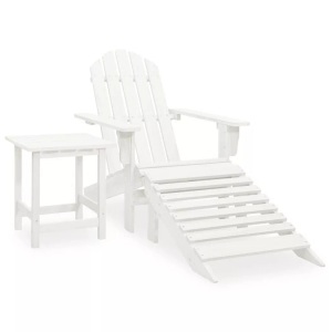 vidaXL, vidaXL Adirondack-Gartenstuhl mit Fußstütze & Tisch Tannenholz Weiß, vidaXL Adirondack-Gartenstuhl mit Fußstütze & Tisch Tannenholz Weiß