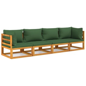 vidaXL, vidaXL 4-tlg. Garten-Lounge-Set mit Grünen Kissen Massivholz