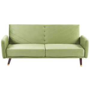 Beliani, Schlafcouch aus Samtstoff Retro SENJA Schlafcouch aus Samtstoff Retro SENJA, Beliani - Schlafsofa aus Samtstoff Retro SENJA, One Size, Olivegrün