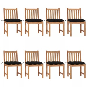 vidaXL, vidaXL Gartenstühle 8 Stk. mit Kissen Massivholz Teak, vidaXL Gartenstühle 8 Stk. mit Kissen Massivholz Teak