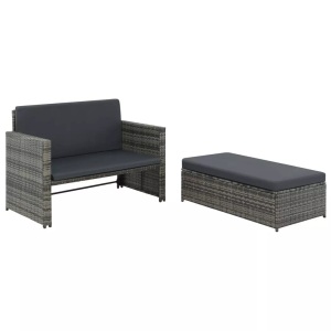 Diverse Hardware, 2-tlg. Garten-Lounge-Set mit Auflagen Poly Rattan Grau, VidaXL - Garten-sofagarnitur poly-rattan, One Size, Grau