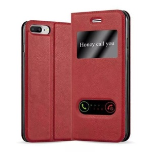 Cadorabo, Hülle für Apple iPhone 7 PLUS / 7S PLUS / 8 PLUS Magnetverschluss, 2 Sichtfenstern, Cadorabo - Hülle für Apple iPhone 7 PLUS / 7S 8 Magnetverschluss, 2 Sichtfenstern, Rot