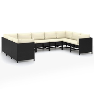 vidaXL, vidaXL 9-tlg. Garten-Lounge-Set mit Kissen Poly Rattan Schwarz, vidaXL 9-tlg. Garten-Lounge-Set mit Kissen Poly Rattan Schwarz