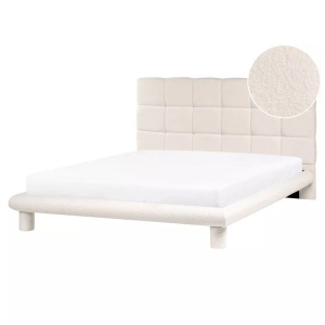 Beliani, Beliani - Bett mit Lattenrost aus Bouclé Skandinavisch CRESSAT, 160X200CM, Schneeweiss