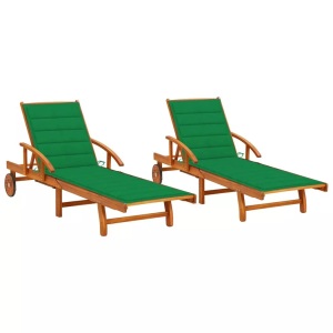 vidaXL, vidaXL Sonnenliegen 2 Stk. mit Auflagen Massivholz Akazie, vidaXL Sonnenliegen 2 Stk. mit Auflagen Massivholz Akazie