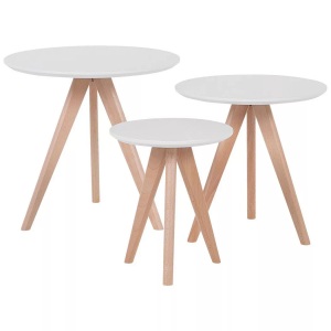 Beliani, Tisch Set aus MDF-Platte Skandinavisch VEGAS Tisch Set aus MDF-Platte Skandinavisch VEGAS, Beliani - Couchtisch 3er Set aus MDF-Platte Retro VEGAS, One Size, Weiss Bunt