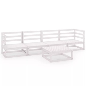 vidaXL, vidaXL 5-tlg. Garten-Lounge-Set Weiß Kiefer Massivholz, vidaXL 5-tlg. Garten-Lounge-Set Weiß Massivholz Kiefer