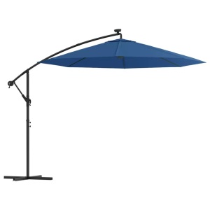 Diverse Hardware, Ampelschirm mit LED-Leuchten und Stahlmast 300 cm Azurblau, vidaXL Ampelschirm mit LED-Beleuchtung und Stahl-Mast 300 cm Azurblau