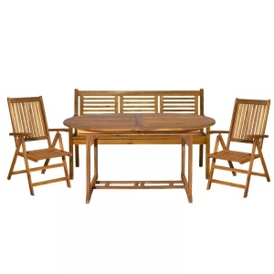 mutoni trend, Garten Sitzgruppe Akazie ausziehbar natur (4-tlg), Garten Sitzgruppe Akazie ausziehbar natur (4-tlg)