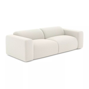 Vente-unique, Sofa 4-Sitzer - Bouclé-Stoff - Weiß - POGNI Sofa 4-Sitzer - Bouclé-Stoff - Weiß - POGNI