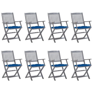 vidaXL, vidaXL Klappbare Gartenstühle 8 Stk. mit Kissen Massivholz Akazie, vidaXL Klappbare Gartenstühle 8 Stk. mit Kissen Massivholz Akazie