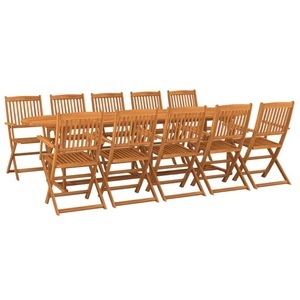 vidaXL, vidaXL 11-tlg. Garten-Essgruppe Massivholz Akazie, vidaXL 11-tlg. Garten-Essgruppe 280x90x75 cm Massivholz Akazie