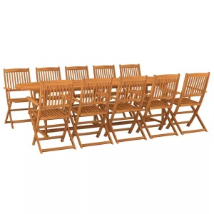 vidaXL, vidaXL 11-tlg. Garten-Essgruppe Massivholz Akazie, vidaXL 11-tlg. Garten-Essgruppe 280x90x75 cm Massivholz Akazie