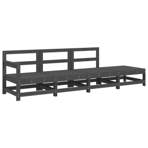 vidaXL, vidaXL 4-tlg. Garten-Lounge-Set Grau Massivholz Kiefer, VidaXL - Garten lounge set kiefernholz, One Size, Grau