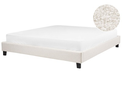 Beliani, Bett mit Lattenrost aus Bouclé Skandinavisch ROANNE Bett mit Lattenrost aus Bouclé Skandinavisch ROANNE
