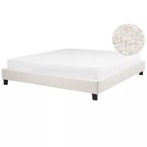 Beliani, Bett mit Lattenrost aus Bouclé Skandinavisch ROANNE Bett mit Lattenrost aus Bouclé Skandinavisch ROANNE