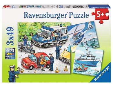 Ravensburger, RAVENSBURGER Puzzle 3x49 Teile Polizeieinsatz, Ravensburger Polizeieinsatz, Puzzle