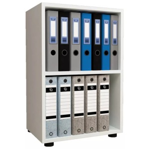 VCM, Holz Büro Stand Regal Bücher Ordner Aktenregal Ordnerregal Bücherregal Ulas 2f Holz Büro Stand Regal Bücher Ordner Aktenregal Ordnerregal Bücherregal Ulas 2f, Aktenregal Ulas, 2 Ordnerhöhen, 1 Fachboden, für ca. 12 Ordner, B 490 x T 320 x H 740 mm, Holz, weiss