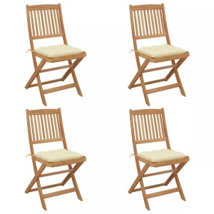 vidaXL, vidaXL Klappbare Gartenstühle 4 Stk. mit Kissen Massivholz Akazie, vidaXL Klappbare Gartenstühle 4 Stk. mit Kissen Massivholz Akazie