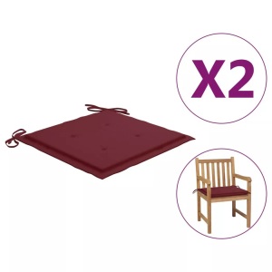 vidaXL, vidaXL Gartenstuhl-Sitzkissen 2 Stk. Weinrot 50x50x4 cm Stoff, vidaXL Gartenstuhl-Kissen 2 Stk. Weinrot 50x50x3 cm Oxford-Gewebe