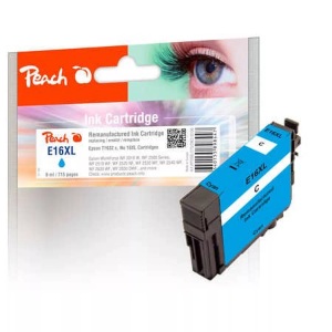 Peach, Peach Tintenpatrone cyan kompatibel zu Epson T1632, T163, Peach E16 XLc Druckerpatrone XL cy ersetzt Epson No. 16XL c, C13T16324010 für z.B. Epson WorkForce WF -2010 W, Epson WorkForce WF -2500