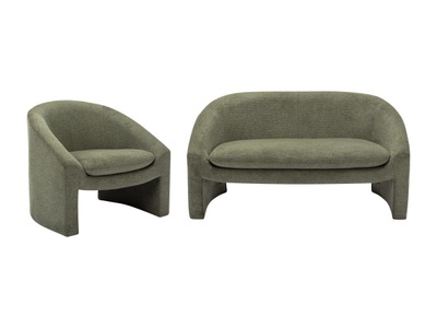 Vente-unique, Sofa 2-Sitzer & Sessel - Stoff - Grün - OSSANA Sofa 2-Sitzer & Sessel - Stoff - Grün - OSSANA