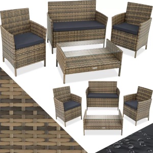 TecTake, Rattan Sitzgruppe Madeira 3+1 Rattan Sitzgruppe Madeira 3+1, 