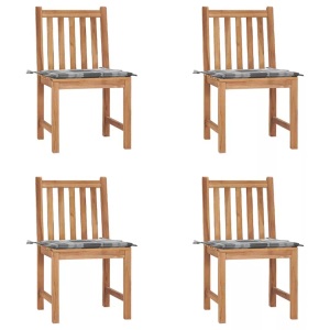 vidaXL, vidaXL Gartenstühle 4 Stk. mit Kissen Massivholz Teak, vidaXL Gartenstühle 4 Stk. mit Kissen Massivholz Teak