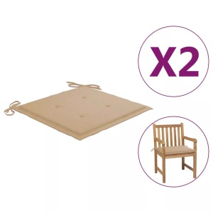 vidaXL, vidaXL Gartenstuhl-Kissen 2 Stk. Beige 50x50x4 cm, vidaXL Gartenstuhl-Kissen 2 Stk. Beige 50x50x3 cm Oxford-Gewebe