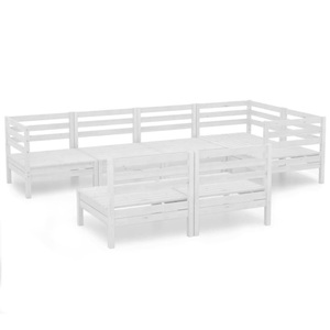 vidaXL, vidaXL 7-tlg. Garten-Lounge-Set Massivholz Kiefer Weiß