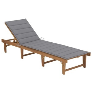 vidaXL, vidaXL Klappbare Sonnenliege mit Auflage Akazie Massivholz, VidaXL - Sonnenliege akazienholz, One Size, Grau