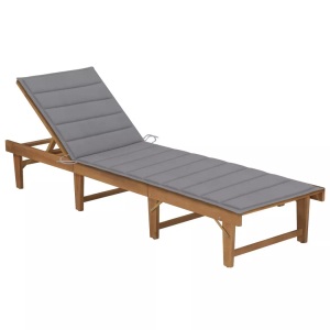 vidaXL, vidaXL Klappbare Sonnenliege mit Auflage Akazie Massivholz, VidaXL - Sonnenliege akazienholz, One Size, Grau