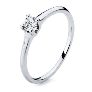 Goldberg diamants, Goldberg diamants - Ring - Silber, Solitär-ring 585/14k Weissgold Diamant 0.23ct. Damen Silber ONE SIZE