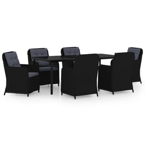 vidaXL, vidaXL 7-tlg. Garten-Essgruppe Schwarz, 