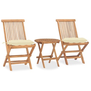 vidaXL, vidaXL 3-tlg. Garten-Essgruppe mit Kissen Klappbar Massivholz Teak, vidaXL 3-tlg. Garten-Essgruppe mit Kissen Klappbar Massivholz Teak