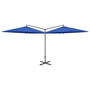 vidaXL, vidaXL Doppel-Sonnenschirm mit Stahlmast Azurblau 600 cm