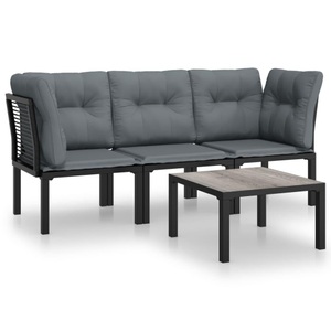 vidaXL, vidaXL 4-tlg. Garten-Lounge-Set Schwarz und Grau Poly Rattan