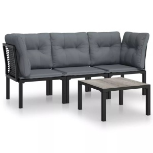 vidaXL, vidaXL 4-tlg. Garten-Lounge-Set Schwarz und Grau Poly Rattan